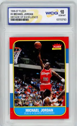 1996-97 Fleer MICHAEL JORDAN #4 Decade of Excellence WCG 10 GEM MT