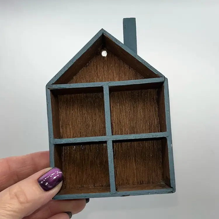Wooden Hen House Or Miniature Blue House 4.75”