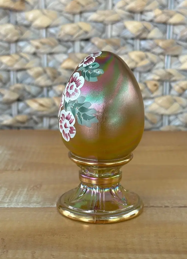 Fenton Signed (J. Watson) Hand Painted Glass Egg Numbered 523/2500