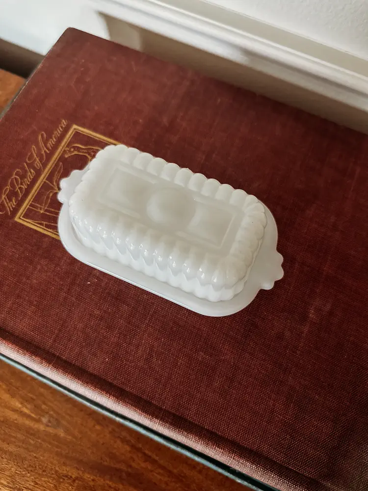 Hazel-Atlas Milk Glass Half-Stick Butter Dish