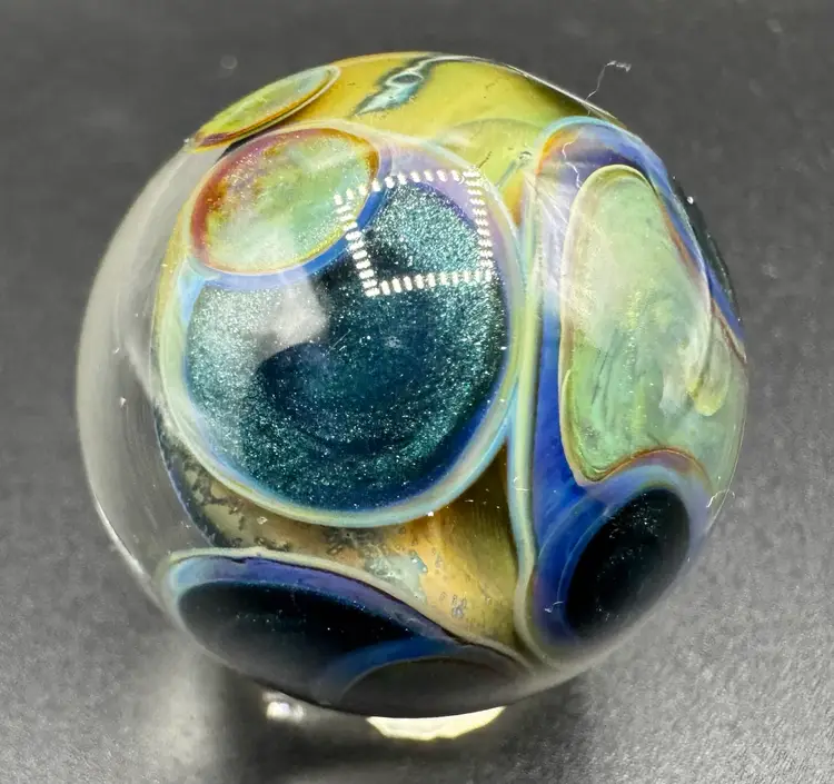 Contemporary Art Glass Marble Galaxy Planet Internal Crackle 1.23”