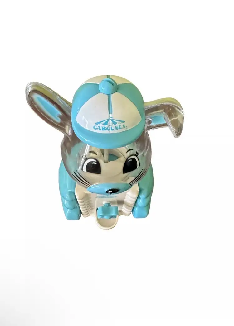 Vintage Carousel Bunny Easter Blue Gumball Machine Bank 6” 1988