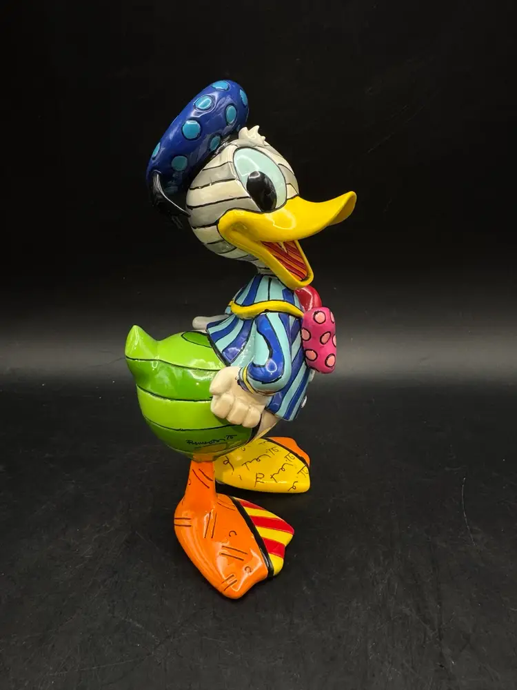 Romero Britto Collection Disney Donald Duck Figurine Signed 7.25” New