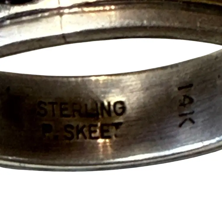 NA Navajo Peggy Skeets 14K Gold Wave And Sterling Silver Band Ring Size 11