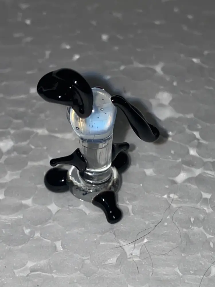 #01 25% Off In From Ukraine Miniature (1 To 1.5") Blown Glass  Amber And Black Cat Front And Back Photos (was $8)