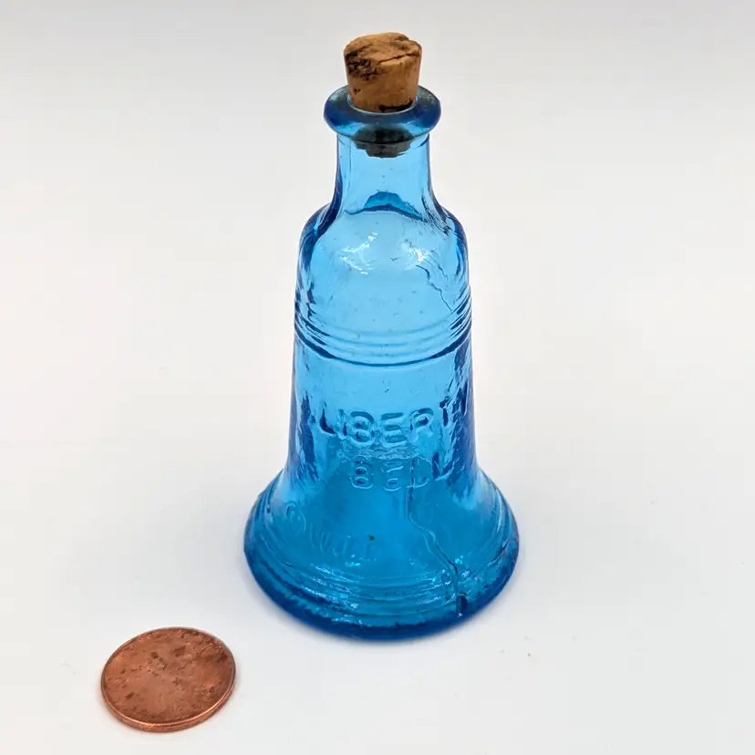 Wheaton Liberty Bell Mini Bottle Blue Made in USA