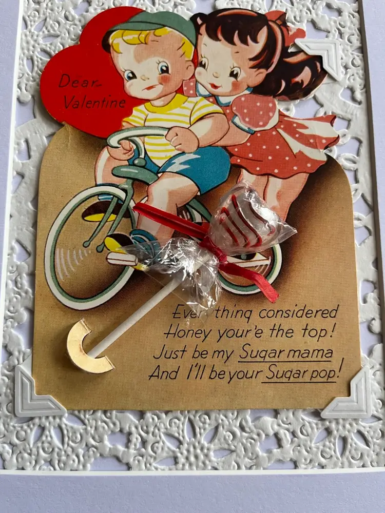 c1940 Vintage Valentines Day Card In A Custom Non-Damaging, Removable Decorative Matting - Made By Me