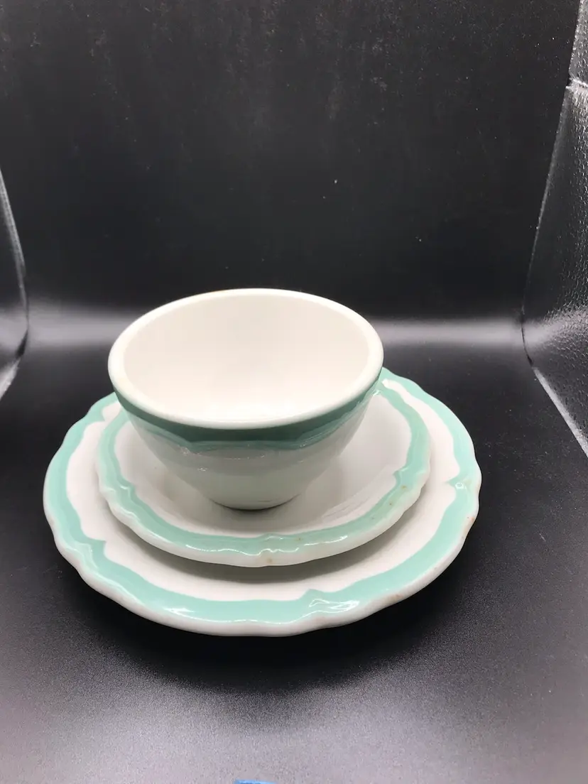 shenango china restaurant ware mint green 3 Piece 7” Plate/5.5” Plate /3” Bowl