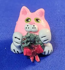 Christmas Shirley's Cats - Pink with Wreath