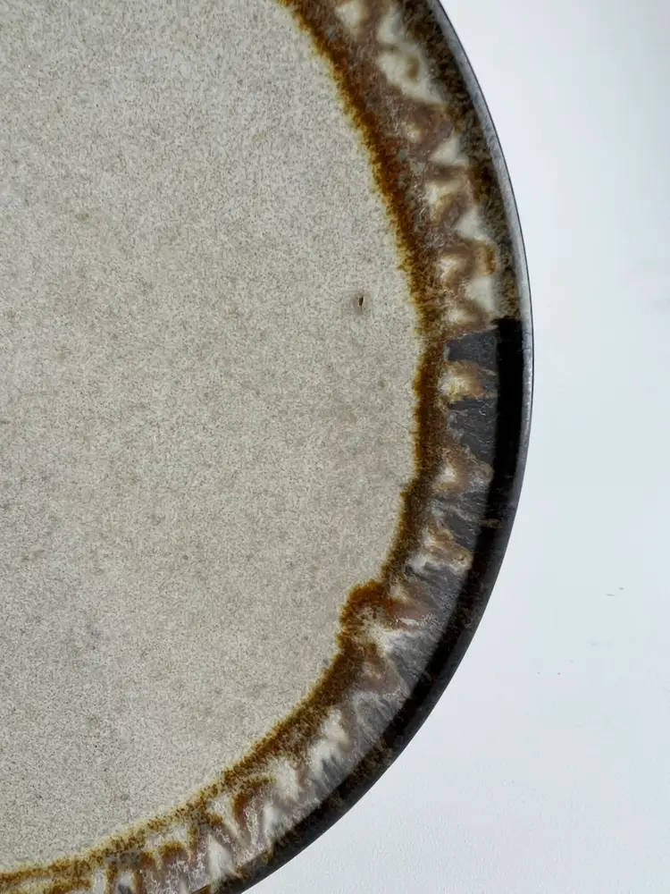 Vintage Studio Pottery Plate or Tray SIGNED perfect to hold jewelry DECORATED EDGE