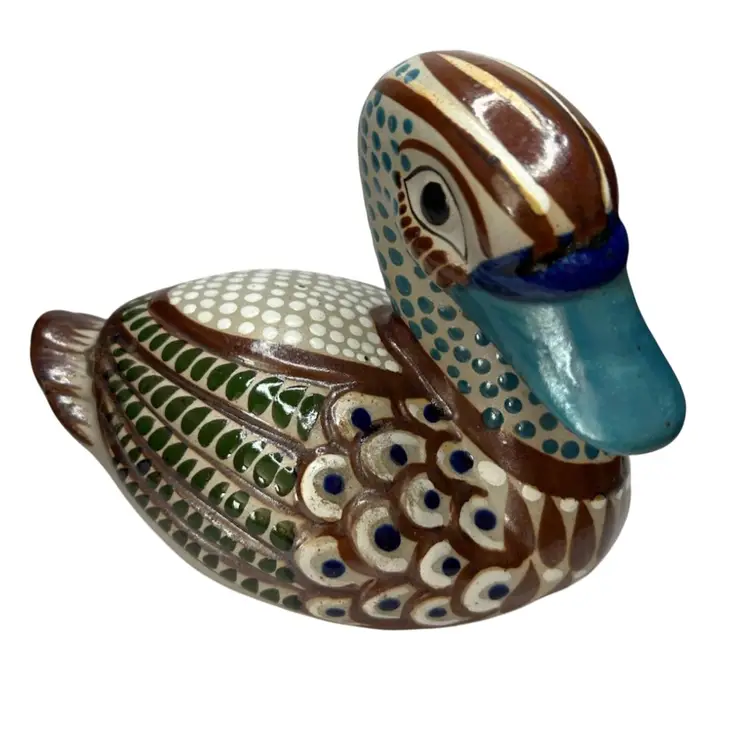 Tonala Duck Looking Forward 
@ 7 1/2x 6 1/2x5 Signed