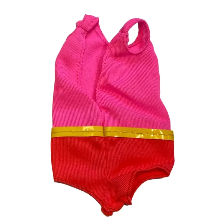 Vintage Francie Doll TNT Swimsuit Pink Yellow Belt Twist n Turn 1967 Mattel Barbie