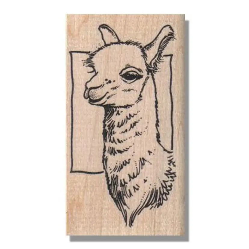 Llama In A Square Rubber Stamp