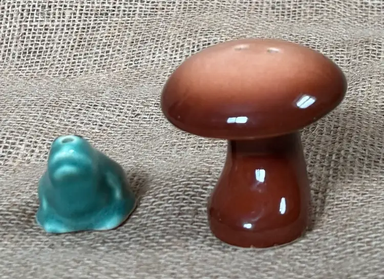 Vintage Frog Mushroom Salt And Pepper Shaker Kitsch Cottage Goblin Core Nature