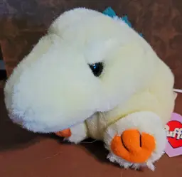 Vintage Puffkins 'Dinky 9-9-97' Plush Pale Yellow Green Dragon c.1994