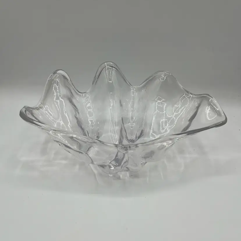 Large #1 Vintage Clear Acrylic Clam Shell Decor Serving Bowl