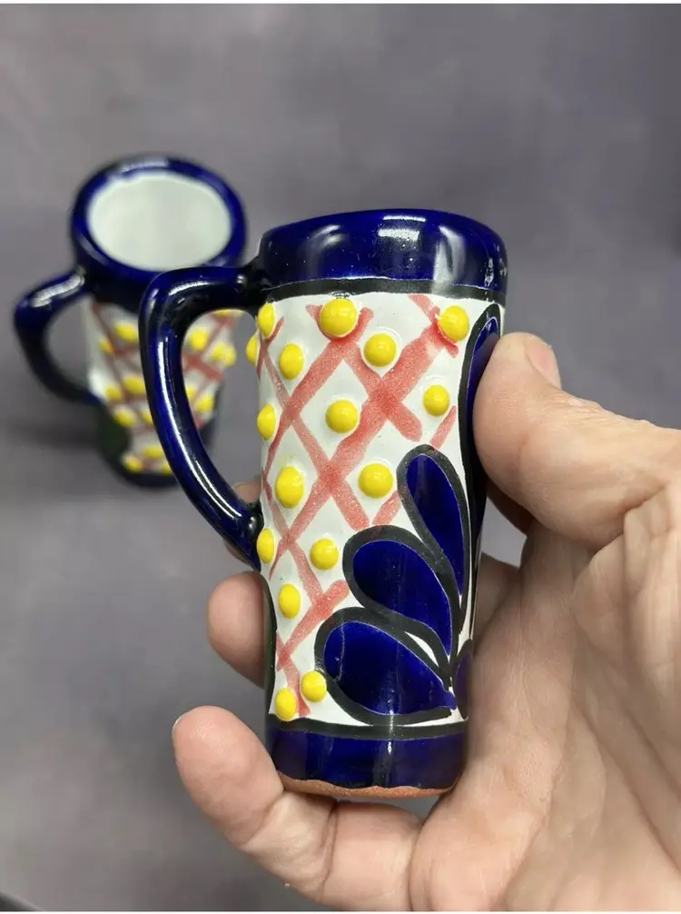 Talavera Art Pottery Shot Glass Pottery Set Of 2 Made In Mexico Incredible
