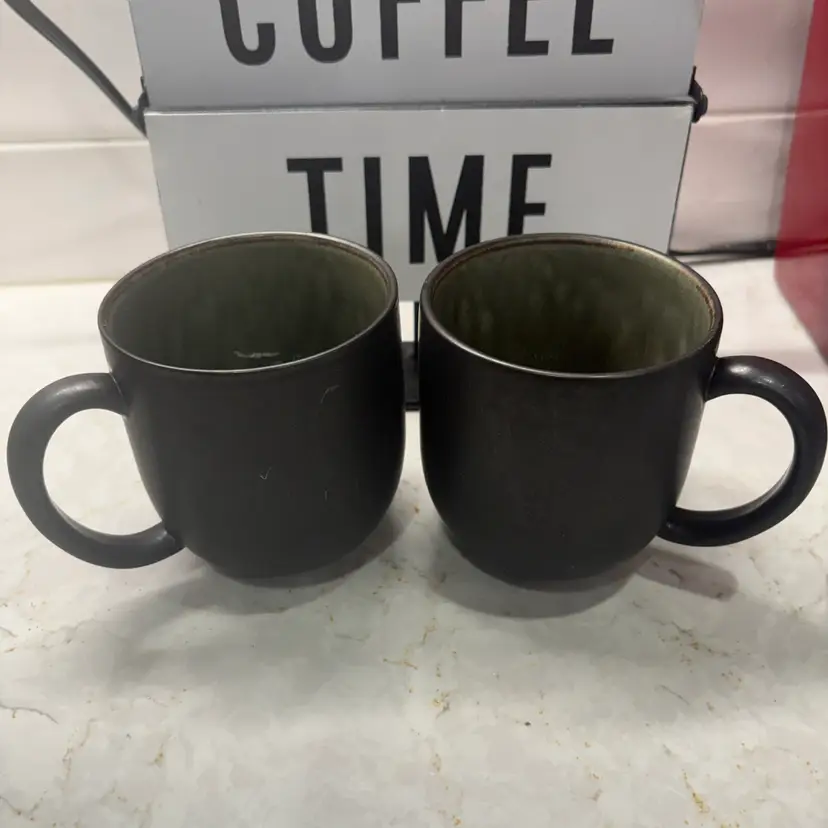 Jars France Tourron Noir (Black) Stoneware Coffee Mugs Handmade French Pottery 2