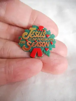 Vintage Jesus is the reason for the season Lapel Tie Pin pinback - Estate Find