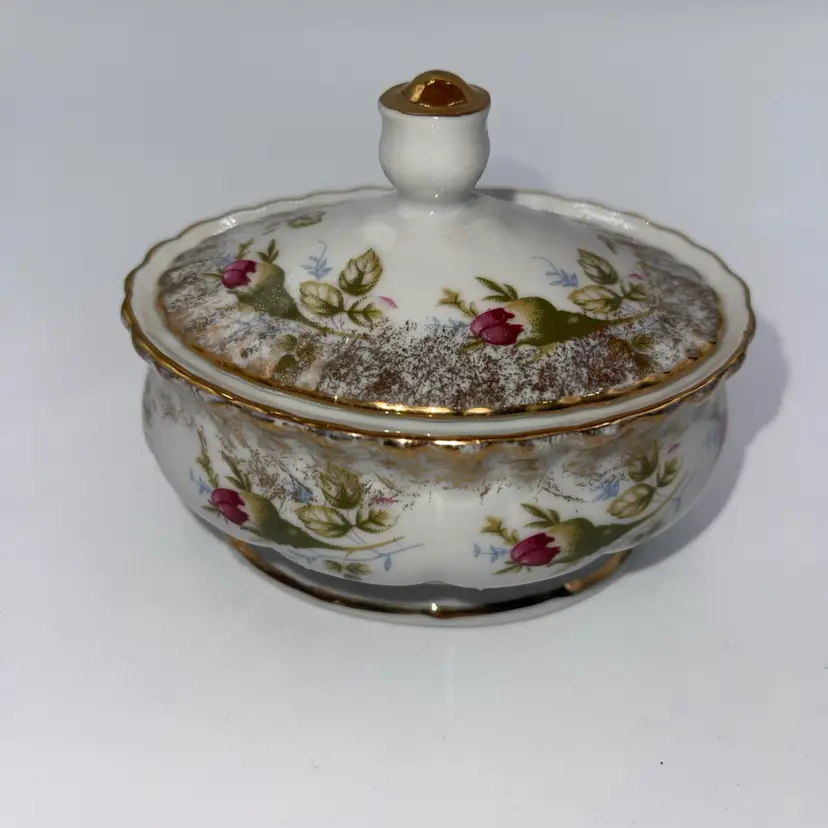 Chodziez Floral Trinket Box 4.25” x3.25” Gold Gilding Made In Poland