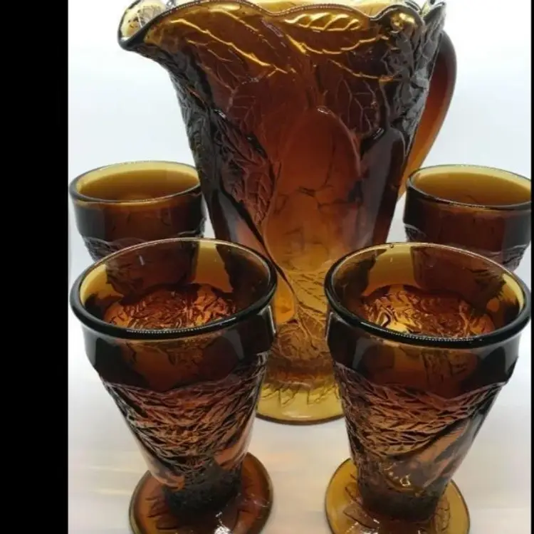 Tiara Burnt Honey Pear Pitcher and Tumblers
