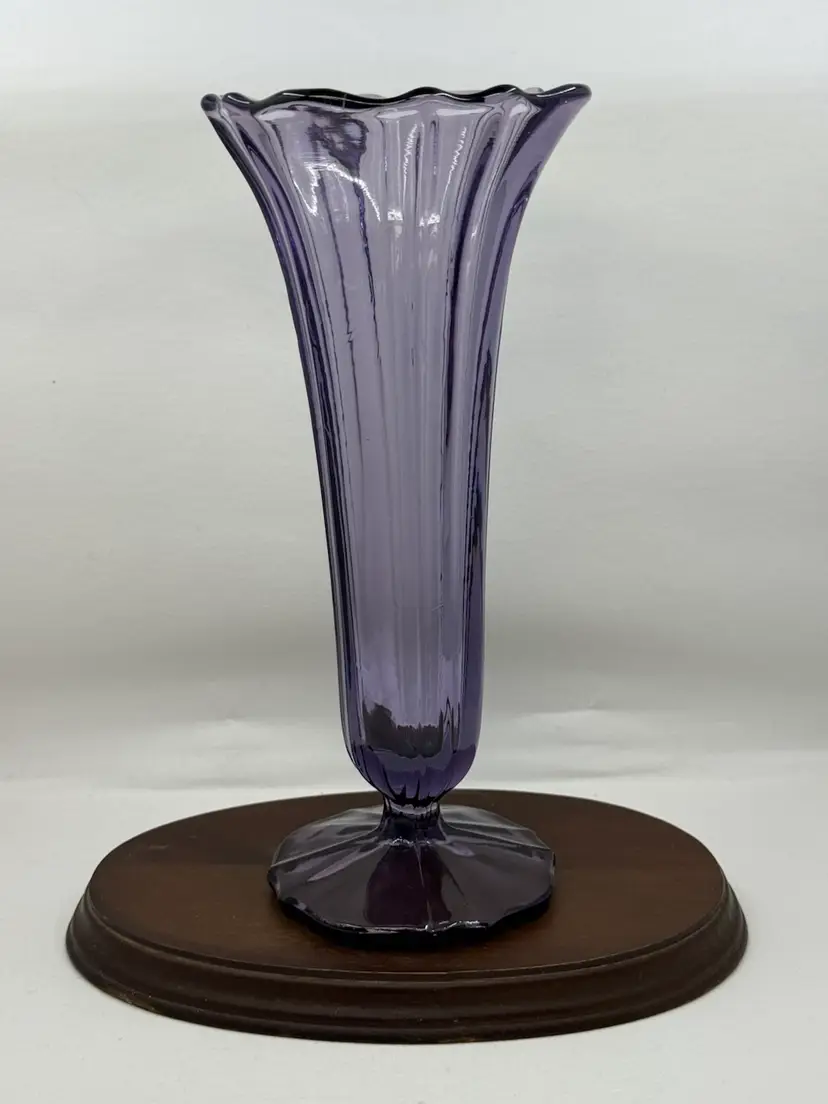 Fenton Purple Amethyst Glass, 9.25”x4”, One Small Defect As Pictured