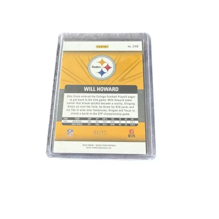 2025 Panini Revolution Will Howard Green Holo Rookie Card! Pittsburgh Steelers