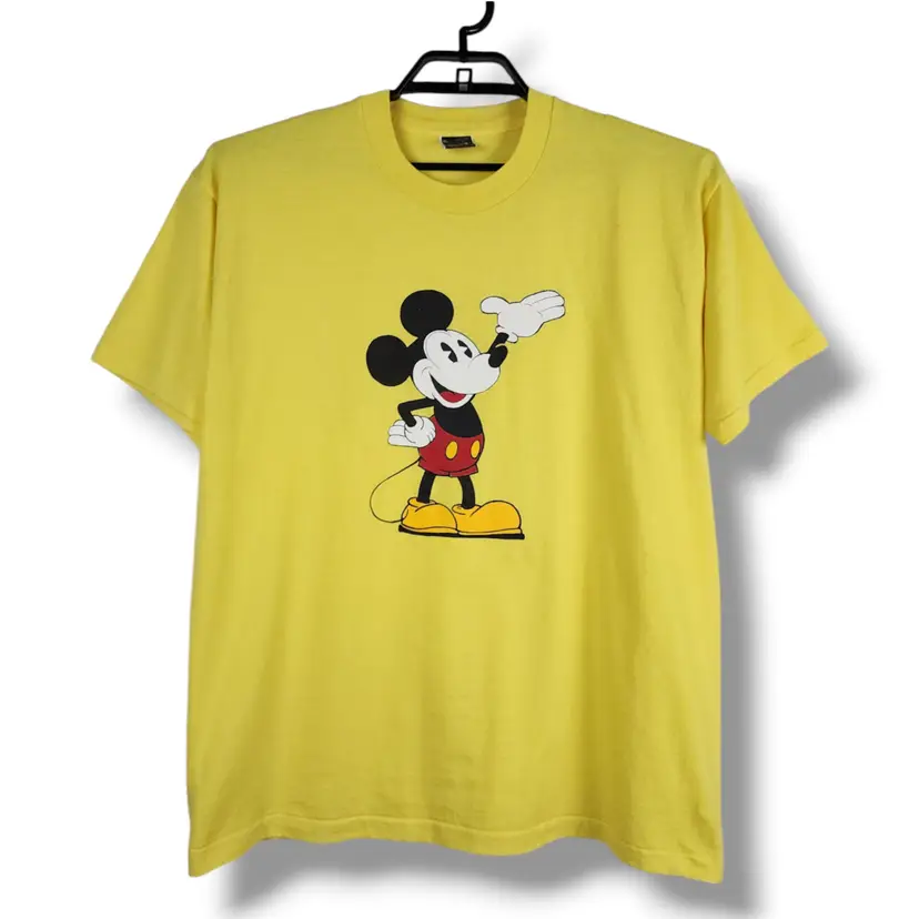 Vintage Disney Mickey Mouse Tshirt Mens XL Single Stitch Steamboat Willie Yellow