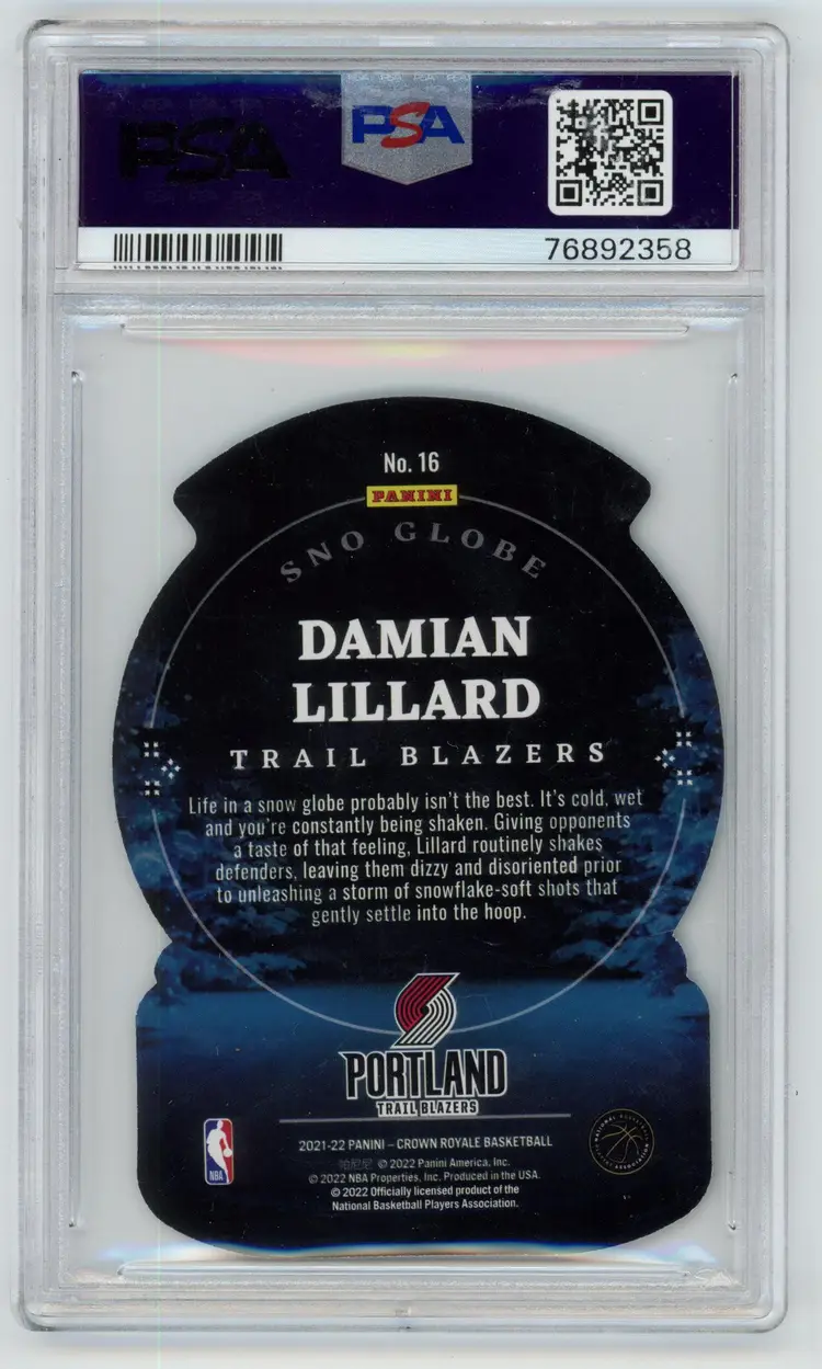 2021 Crown Royale DAMIAN LILLARD Sno-Globe Asia Red PSA 10 #16 Vector