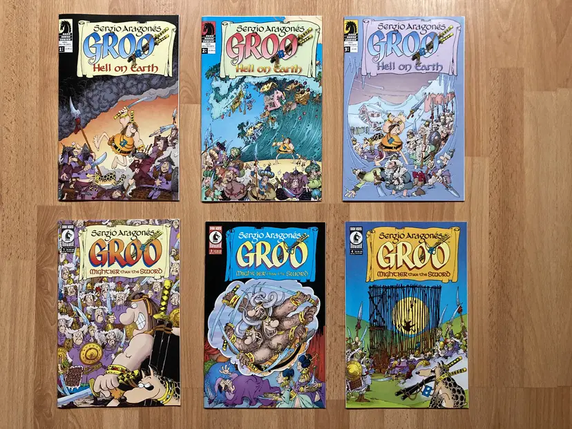 Sergio Aragones Groo: Mightier Than the Sword & Hell on Earth Lot (6) Comic Book