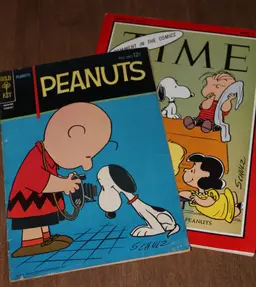 VTG - Peanuts Snoopy 1964 Comic Book + 1965 Time Magazine w/Peanuts cover