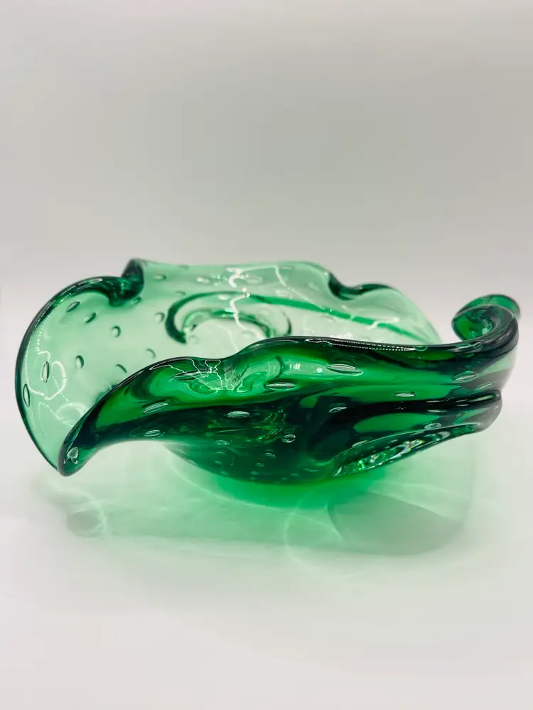 Vintage Murano Green Glass Bowl