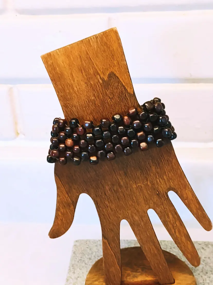 NATURAL MONKEY WOOD BOHEMIAN HIPPIE STRETCH BRACELET