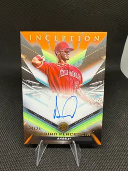 2023 Bowman Inception Adrian Placencia Orange Auto /25 Los Angeles Angels