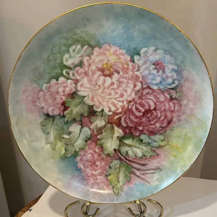 Vintage Floral Hand Painted Platter