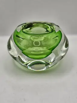 Fifth Ave Crystal Oval Summerso Cut Paperweight or Candle Holder
