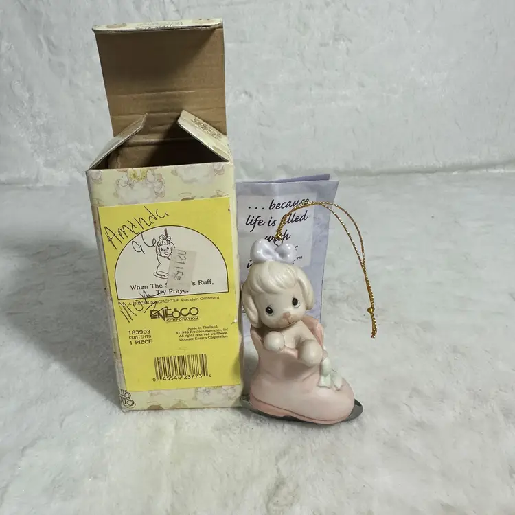 Precious Moments Porcelain Ornament- When The Skating's Ruff, Try Prayer 1996