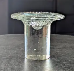 Vintage Blenko Taper Candle Holder Clear Glass Mushroom MCM 4"