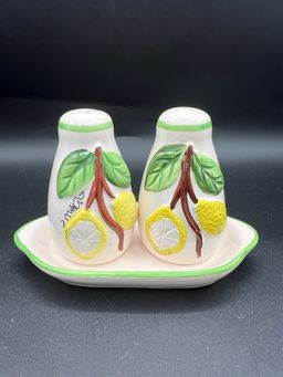 Adorable Lemon S&P Shakers With Tray From Capri Island 🍋