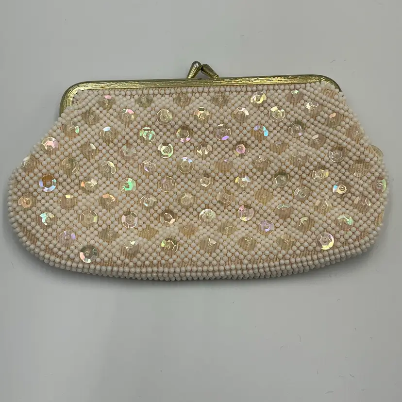 Vintage Satin, Bead & Sequin Clutch Purse