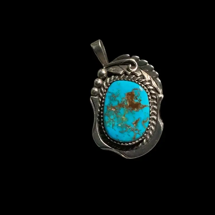 Sterling Silver Pendant With Oval Turquoise