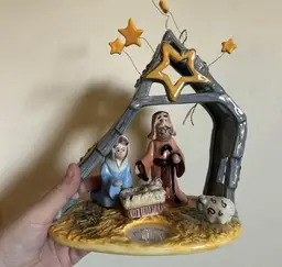 Blue Sky Clayworks Nativity Scene Tea Light candle holder