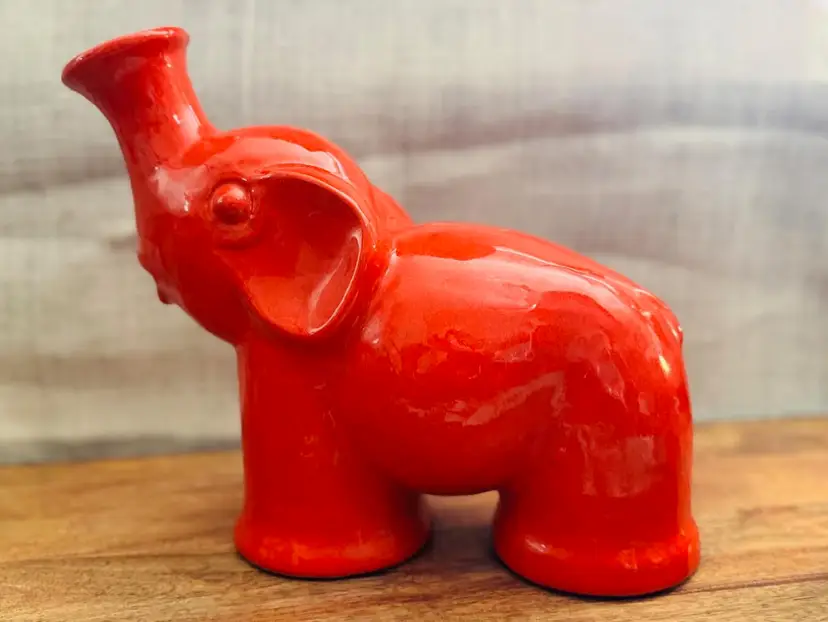 German Wächtersbach money box elephant RED ceramic figure 8.5 IN Tall