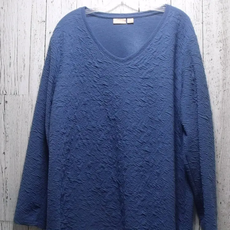 North Crest Womens Tunic Top Size 2X Blue 3/4 Sleeve Casual