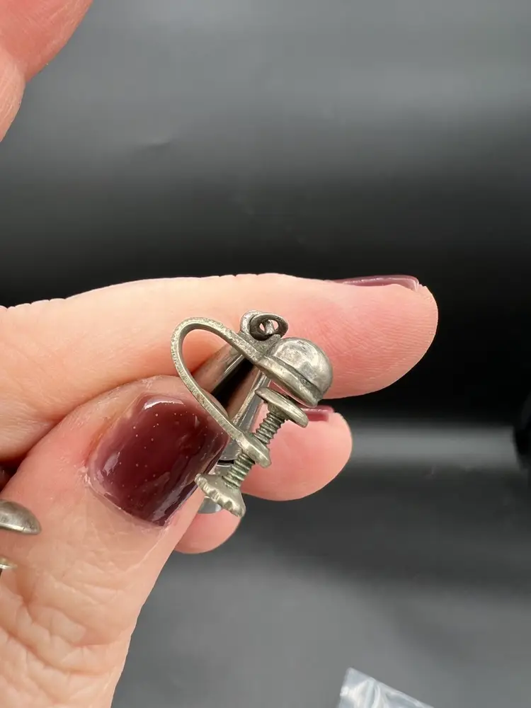 Sterling Silver Southwest Dangling Screw Back Earrings