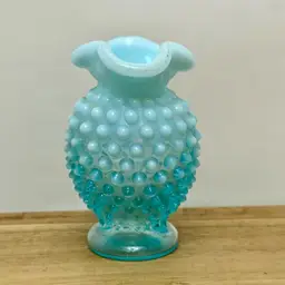 Fenton Blue Opalescent Hobnail Mini Vase