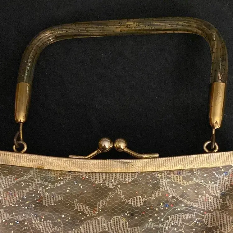 Very Rare 1950’s Plastic Purse With Lucite Handle