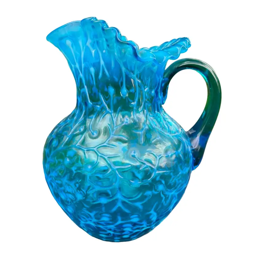 Vintage Hobbs Brockunier Glass Seaweed Pitcher