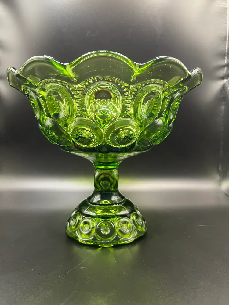 Vintage Green Moon And Stars Compote