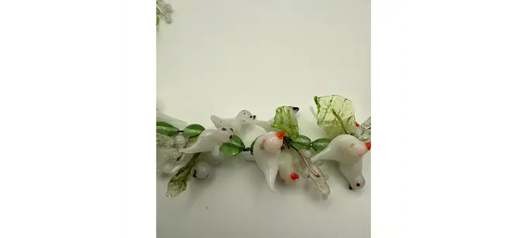 Vintage 1930s Venetian Italian Glass Birds Leaves Necklace